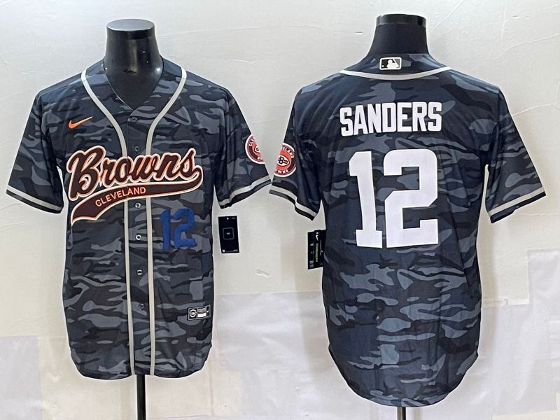 Men 2025 Cleveland Browns 12 Sanders Camo Joint Name Nike Limited NFL Jersey style 3